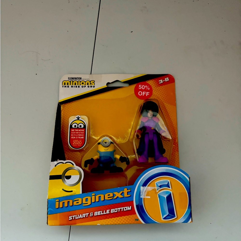 Imaginext Minions Stuart & Belle Bottom Action Figures - Yellow and Purple